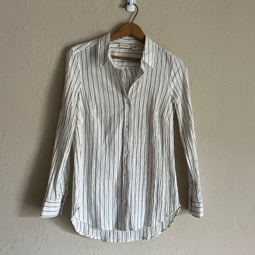 Neutral Striped Button Down Top - image 2